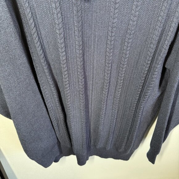 Michael 88 Irvin Mens Navy Blue Mock Neck Sweater XXL Cable Knit Button Detail - Picture 9 of 14